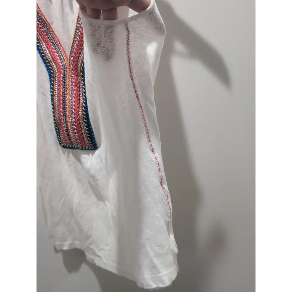 Akemi + Kin ‎ Anthropologie Sleeveless Top Floral Embroidered Boho White Tank S